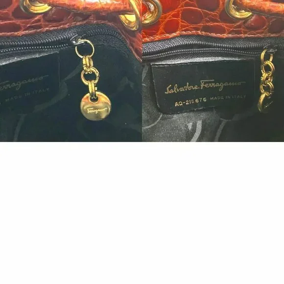 Salvatore Ferragamo AQ-215676 Vala Embossing Backpack Leather Brown